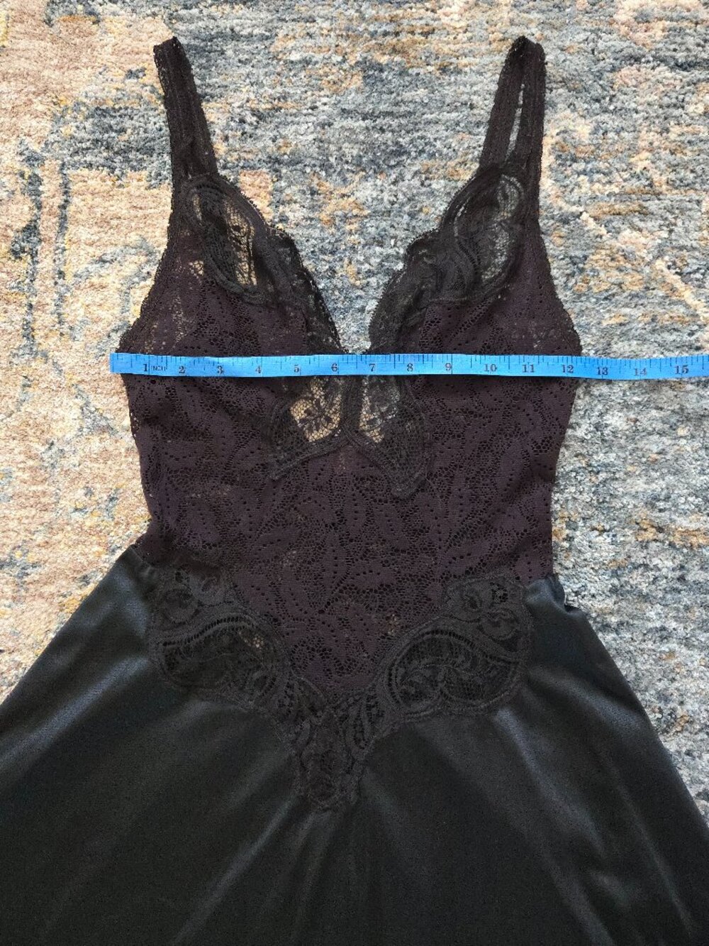 Vintage Olga Black Lace Maxi Slip Dress - Picture 8 of 11
